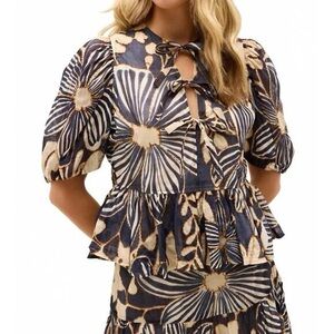 NWT Marie Oliver Estella Floral Cotton Puff Sleeve Top Size M